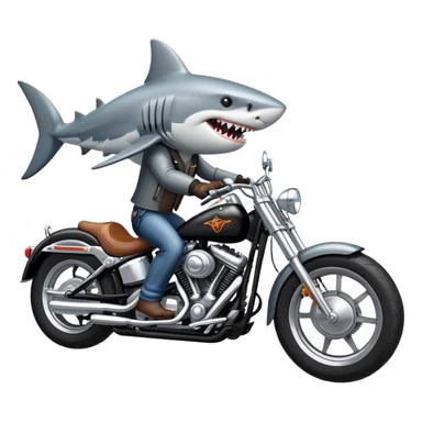 Shark riding a Harley.  sticker