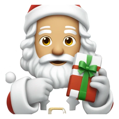 santa holding a white brick sticker