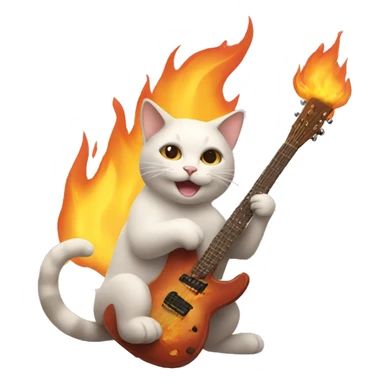 cat is playing a guiar that is on fire sticker