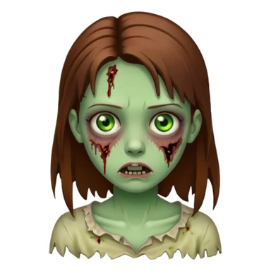 girl zombie with brown hair and green eyes sticker