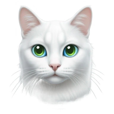 White cat with one blue and one green eye  sticker