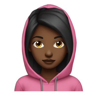 Have a long black hair dark girl with intense gaze with pink hoodie  sticker