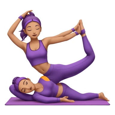 	A woman in purple yoga clothes arching her back in cobra pose, glowing warm light, relaxed energy, soft background. sticker
