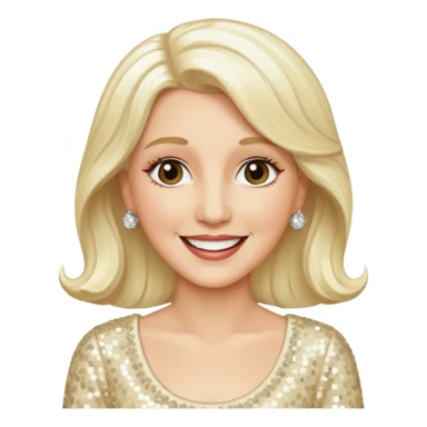 Patty Andrews from The Andrews Sisters with long platinum blonde hair, cream sequin outfit sticker