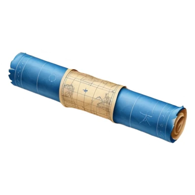 blue blueprint plan with white drawings like a treasure map sticker