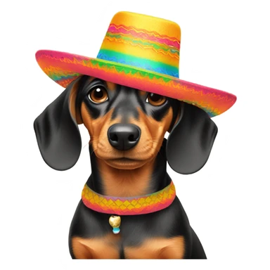 Daschunds wearing a sombrero sticker