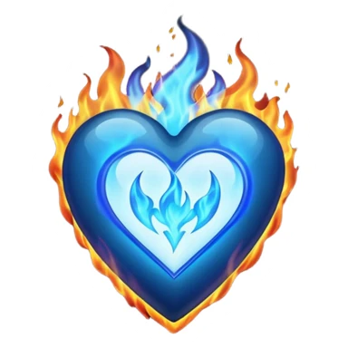 Heart with blue fire around it  sticker