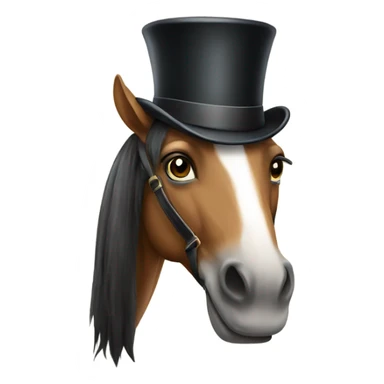A horse wearing a vest and a top hat sticker
