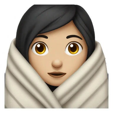 Pale  girl with dark hair cozy in a blanket sticker