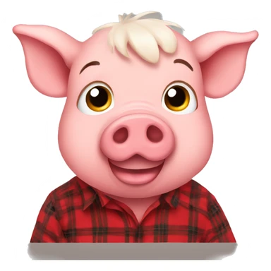 Pig wearing red flannel shirt  sticker