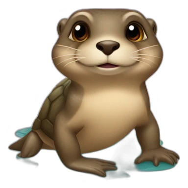 Une loutre sur une tortue sticker