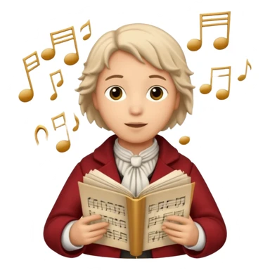 A christmas carol singer with music notes around sticker