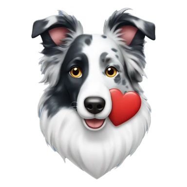Bordercollie blue merle holding heart sticker