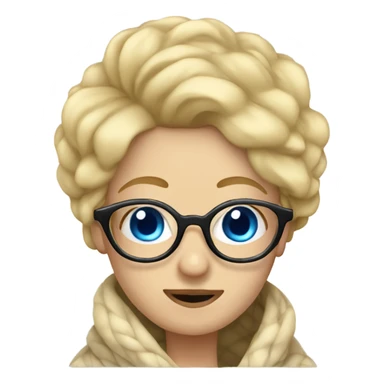 Blonde inside the blanket in glasses with blue eyes sticker