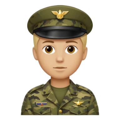 a soldier with short blonde hair in camo male sticker