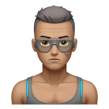 cyberpunk shaved man worn tank top sticker