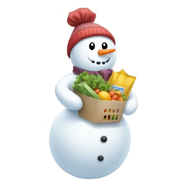 Snowman with groceries  sticker
