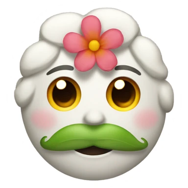 Face with flower in its mouth sticker