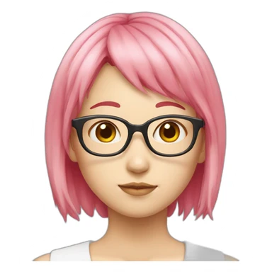 pinkhair-fat-japanese-redspectacle sticker