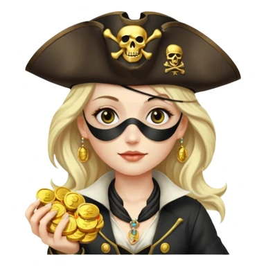 Lady Pirate With holding Coins. sticker