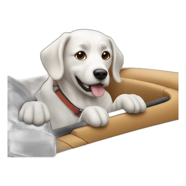 A dog driving the car sticker