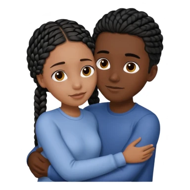 dark skin, black girl with black braids hugging her white boyfriend with straight parted brown hair and olive skin sticker