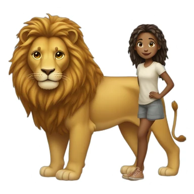 Girl on a lion sticker