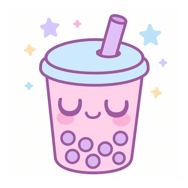 kawaii style pink bubble tea cup sleeping, looking dumb sticker