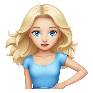 Beautiful blonde girl with blue eyes dancing sticker
