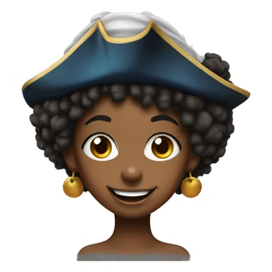 black girl with afro puffs with a pirate hat tounge out winking sticker