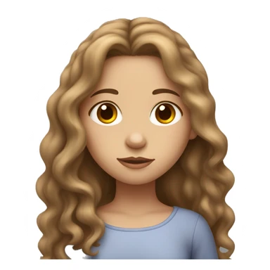 sleepy girl with grey eyes, light skin and long brown wavy hair  sticker