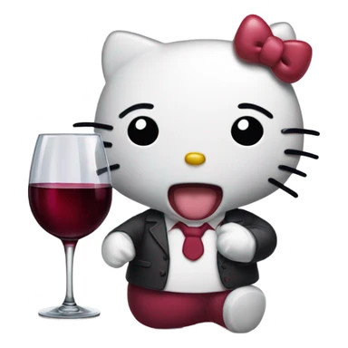 Hello Kitty drinking red wine sticker