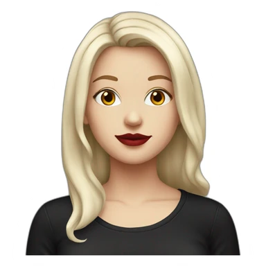 a white girl with burgundy hair and red lips in a black T-shirt sticker