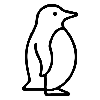 outlined penguin icon, clean lines, no fill sticker