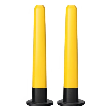 Two warning bollards with a caution tape stretched between them, marking a restricted or blocked area sticker