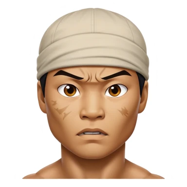 ​Cinematic Realistic Portrait of Tony Jaa, a close-up depiction capturing his intense, determined expression and finely detailed features, rendered with dramatic natural lighting that emphasizes his rugged athleticism and unmistakable martial arts presence, sticker