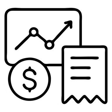expense tracking app interface with graph, money, and receipt sticker