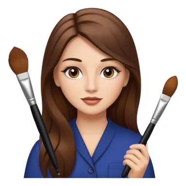 Makeup artist with brush long  hair sticker