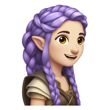 pale skin, braided purple hair, elf ears, archer girl , cry laughing sticker