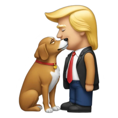 trump kissing a dog sticker