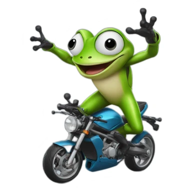 Crazyfrog gets into an invisible motorbike accident sticker