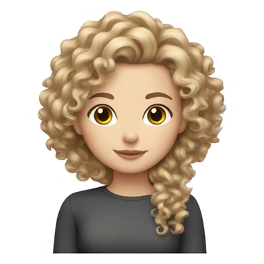 Curly hair white girl with cat sticker