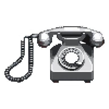 A classic corded telephone with handset and spiral cord sticker