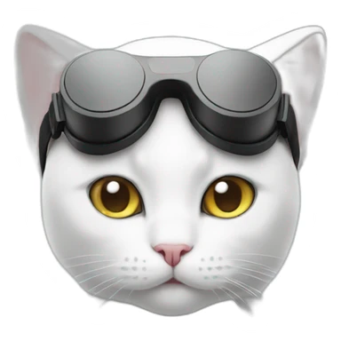 sitting white cat in vr headset sticker