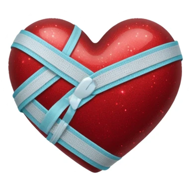 Dark red sparkly heart with bandage around it sticker