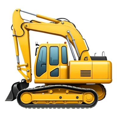 a digger construction vehicle, back view, simple, bold, suitable for an emoji sticker