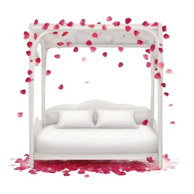 white Valentine’s Day bed with rose petals sticker