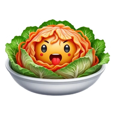 Cinematic Realistic Kimchi Dish Emoji, depicted as a vibrant fermented cabbage dish with a spicy kick rendered with detailed textures and dynamic, appetizing lighting. sticker