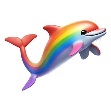 Rainbow dolphin jumping over a wave with a rainbow sticker