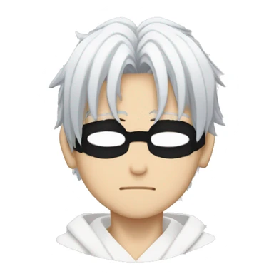 Gojo Satoru Jujutsu Kaisen anime white hair with black round and black eyeband covering both eyes sticker